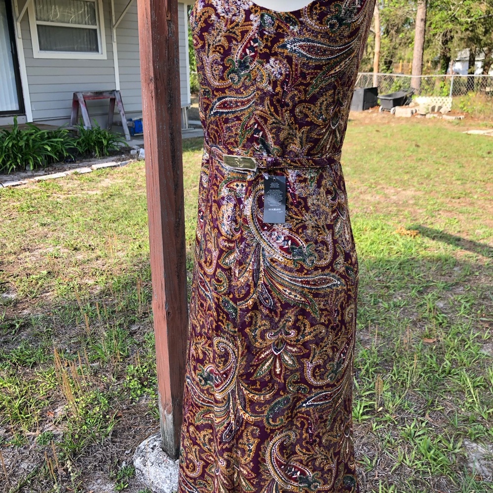 Stylish Classy Ralph Lauren Dress Maroon Paisley Print S 2 - Picture 3 of 11